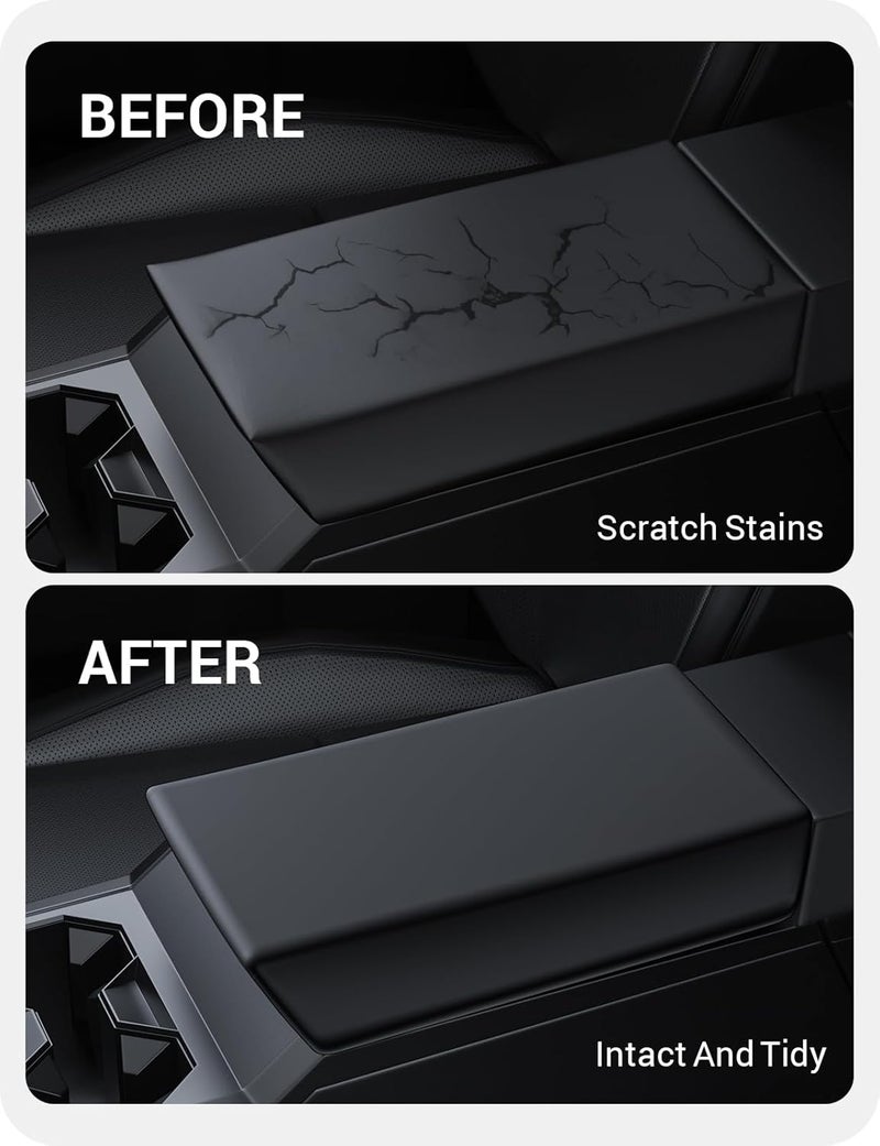 Basenor Armrest Cover for 2026 2025 2024 Tesla Cybertruck Scratch Resistance Center Console Cover Non-Slip Arm Rest Protector [Proprietary Design] Cybertruck Interior Accessories Black - Image 3